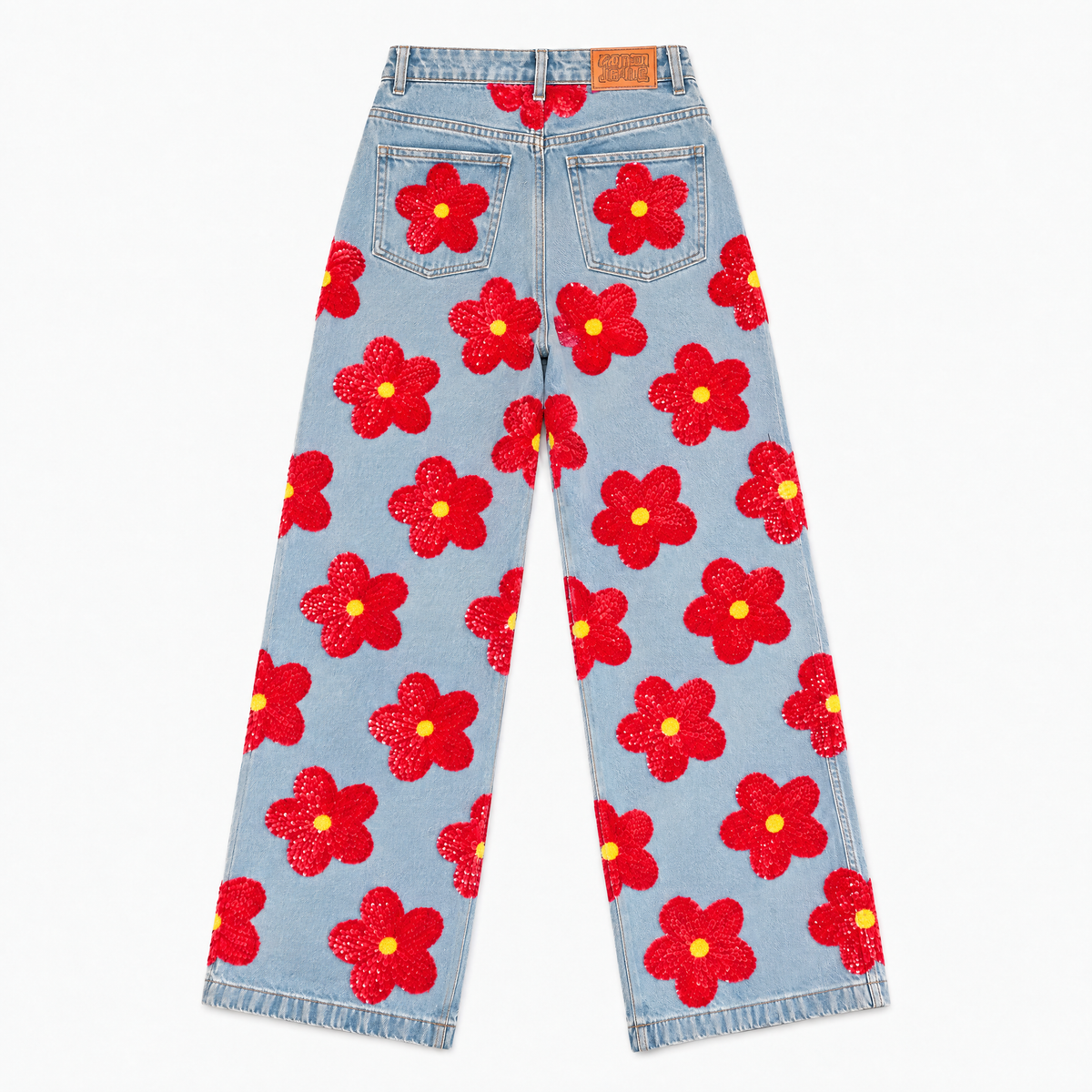 Ashish Floral Embroidered Denim Jeans