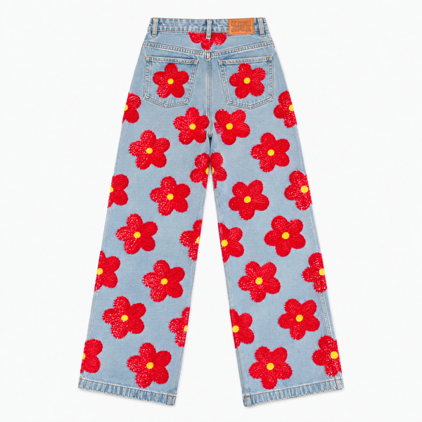 Ashish Floral Embroidered Denim Jeans